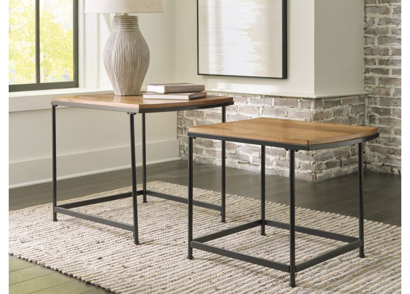 Wooden Nesting Side Table with Metal Legs - Abbey
